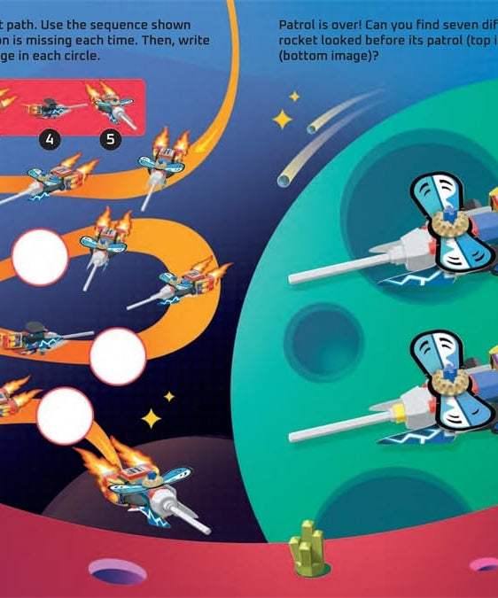 Buster Books - Книга на английском языке с активностями и историями с фигурками для строительства и наклеивания Lego