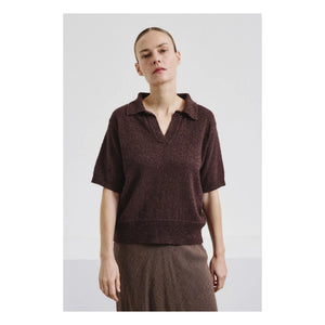 Pomandère - Polo-Pullover aus Baumwolle und Leinen | Dunkelbraun
