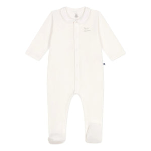Petit Bateau - Schlafanzug Dors Bien Petit Amour aus Rippenstrick Bio-Baumwolle | Weiß