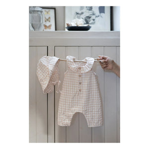 1+ in the family - Egina Vichy Seersucker Overall | Beige Rosa