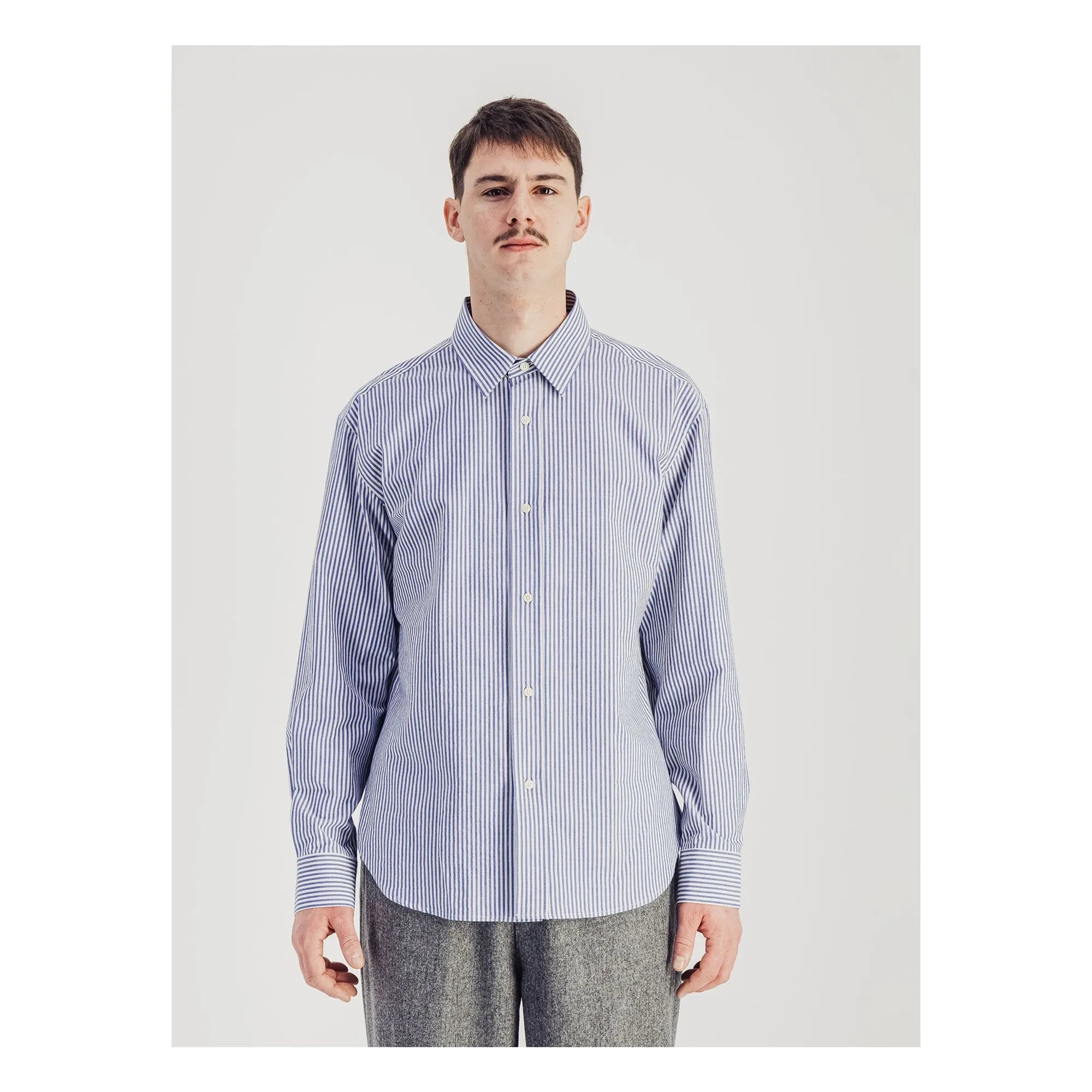 Parages - Striped Casual Shirt Cotton Poplin | Blue