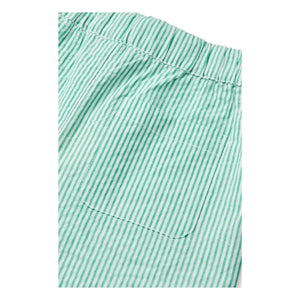 Copenhagen Colors - Organic Cotton Seersucker Striped Lace-Up Pants | Turquoise