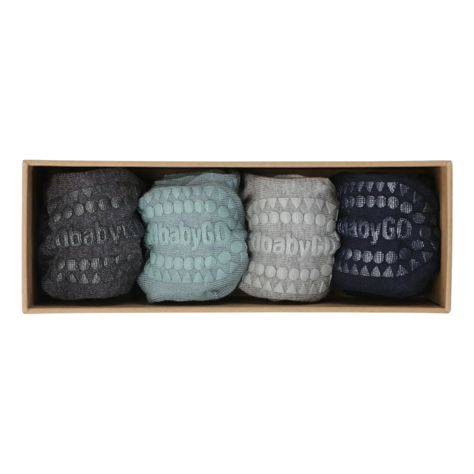 GOBABYGO - Combo Box 4 Rutschfeste Bambussocken | Blau