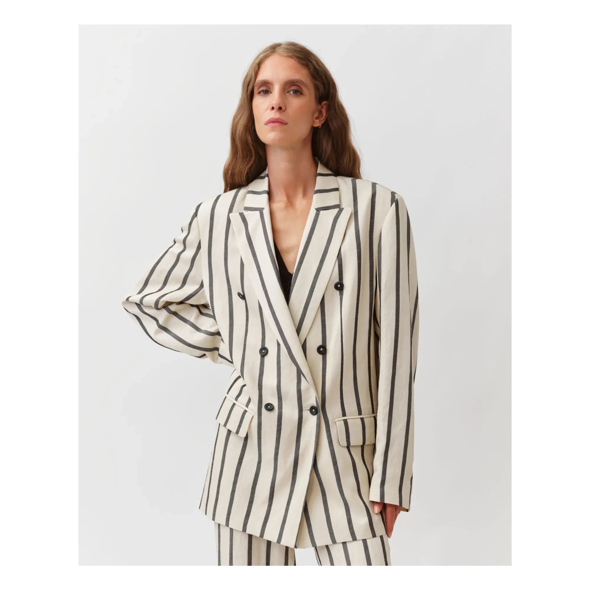 Diega - Verino Striped Jacket | Ivory