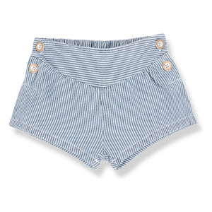 1+ in the family - Denim Deia Gestreifte Bio-Baumwollshorts | Hellblau