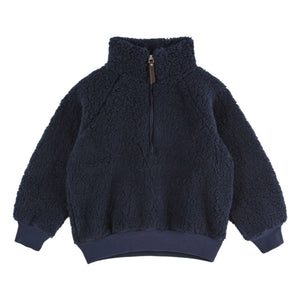 Emile et Ida - Mitternachtsblaues Sherpa-Sweatshirt mit Reißverschluss
