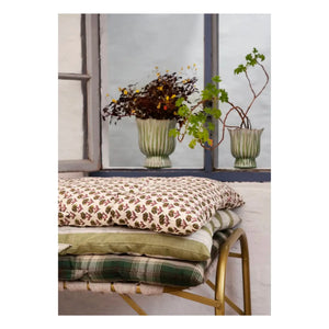 Madame Stoltz - Cotton floor mat with floral print | Cream