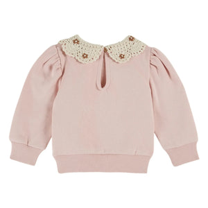 Emile et Ida - Claudine Yaka Sweatshirt Organik Pamuk | Pembe