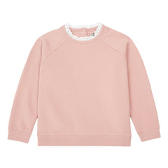 Bonton - Tilia Organik Pamuk Dantelli Yaka Sweatshirt | Pembe