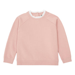 Bonton - Tilia Organik Pamuk Dantelli Yaka Sweatshirt | Pembe