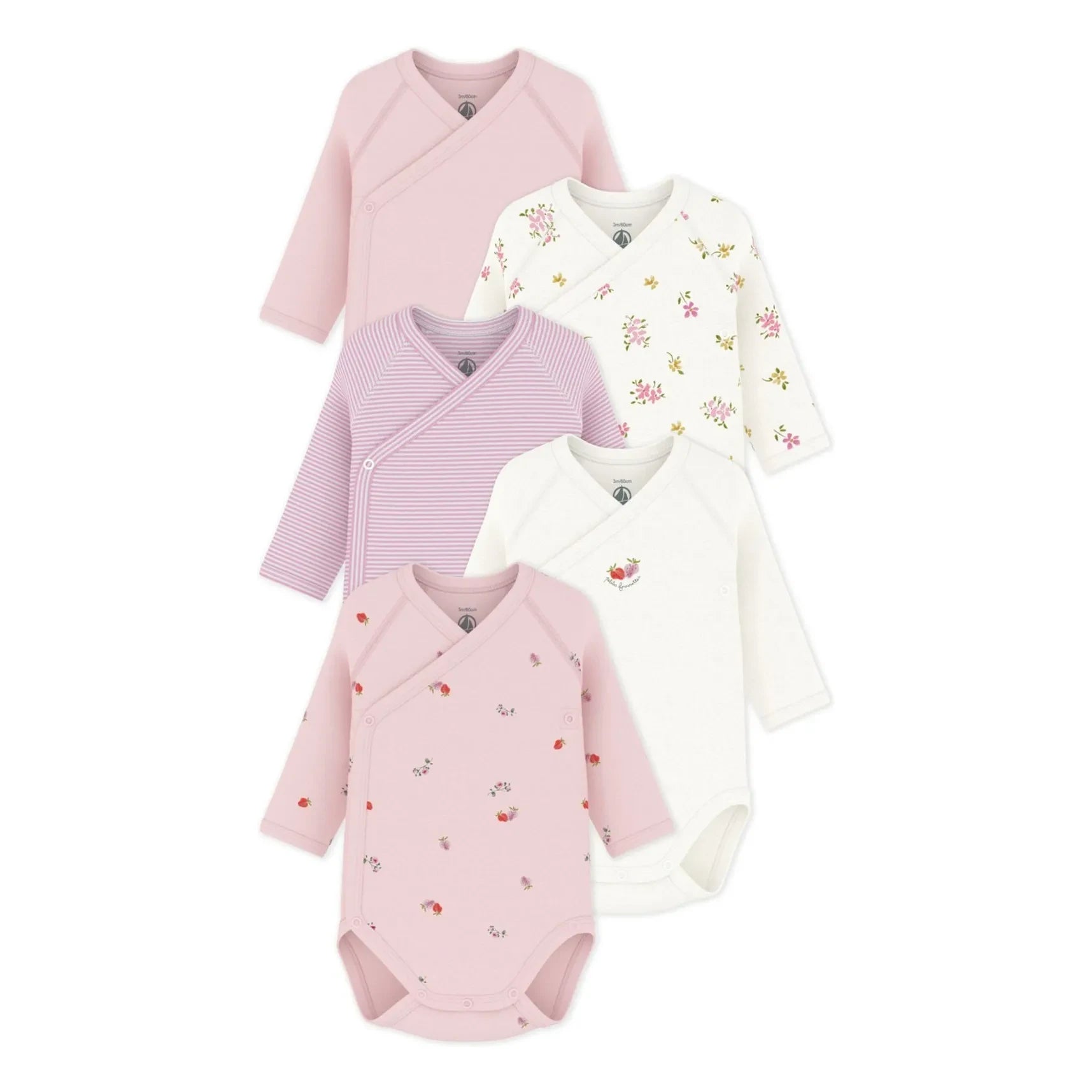 Petit Bateau - 5'li Organik Pamuk Çiçekli Body Seti | Pembe