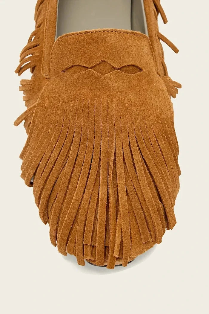 AllSaints kadın süet mokasen Sandy Fringe Loafer
