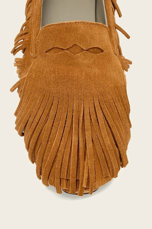 AllSaints kadın süet mokasen Sandy Fringe Loafer