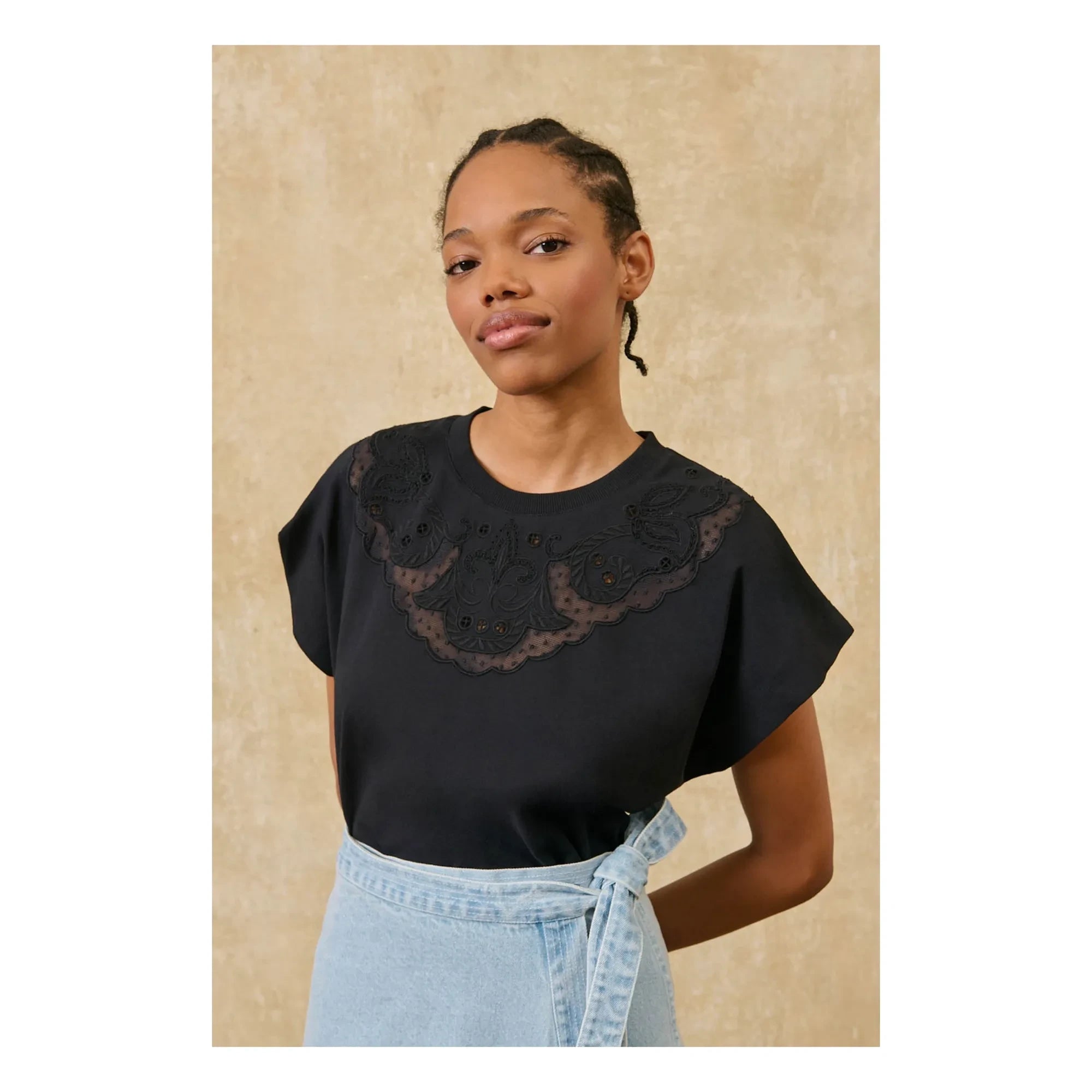 Louise Misha - Astralys Baumwoll-T-Shirt | Schwarz