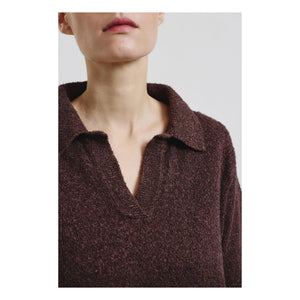 Pomandère - Polo-Pullover aus Baumwolle und Leinen | Dunkelbraun