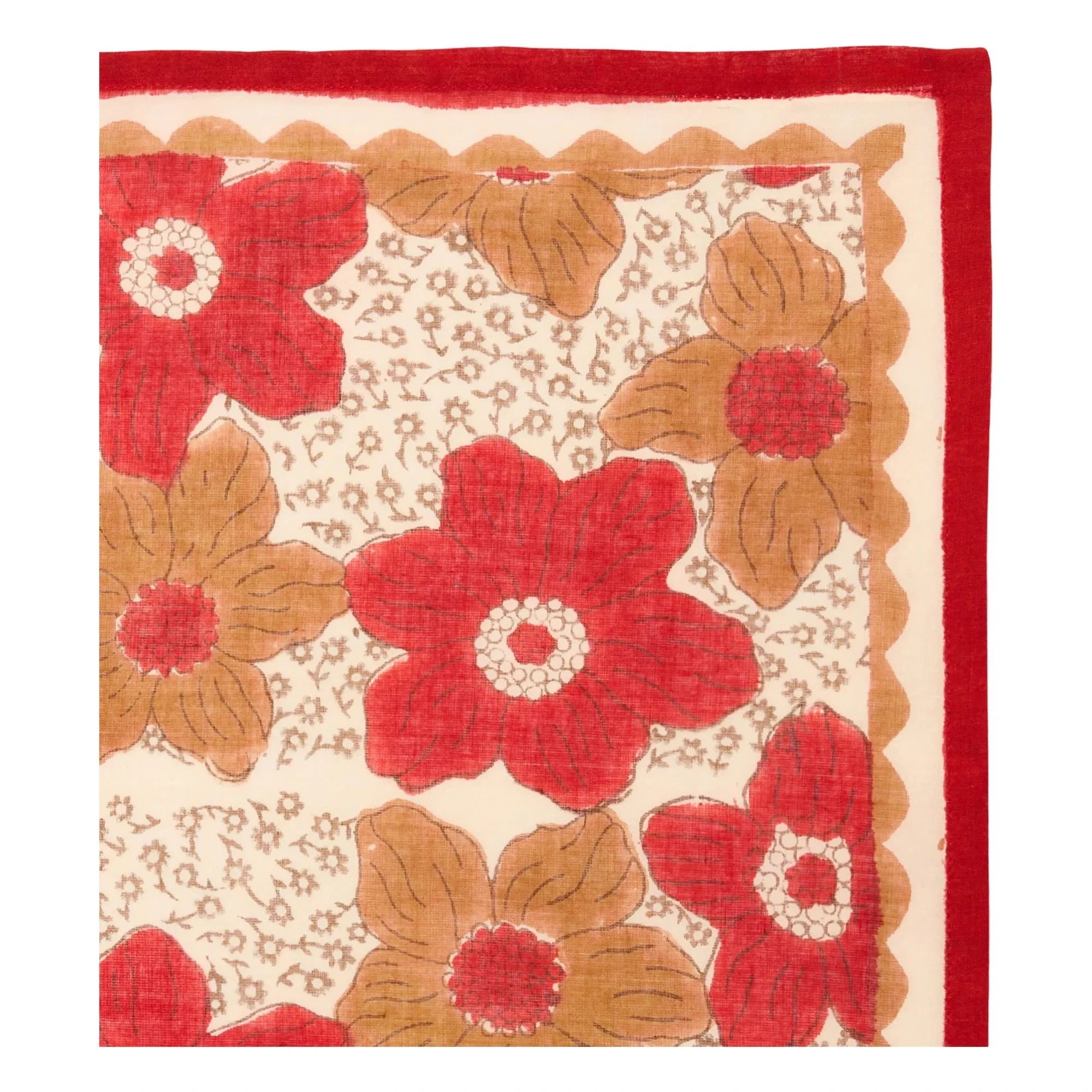 Apaches - Small Scarf Dupatta Flowers | Red