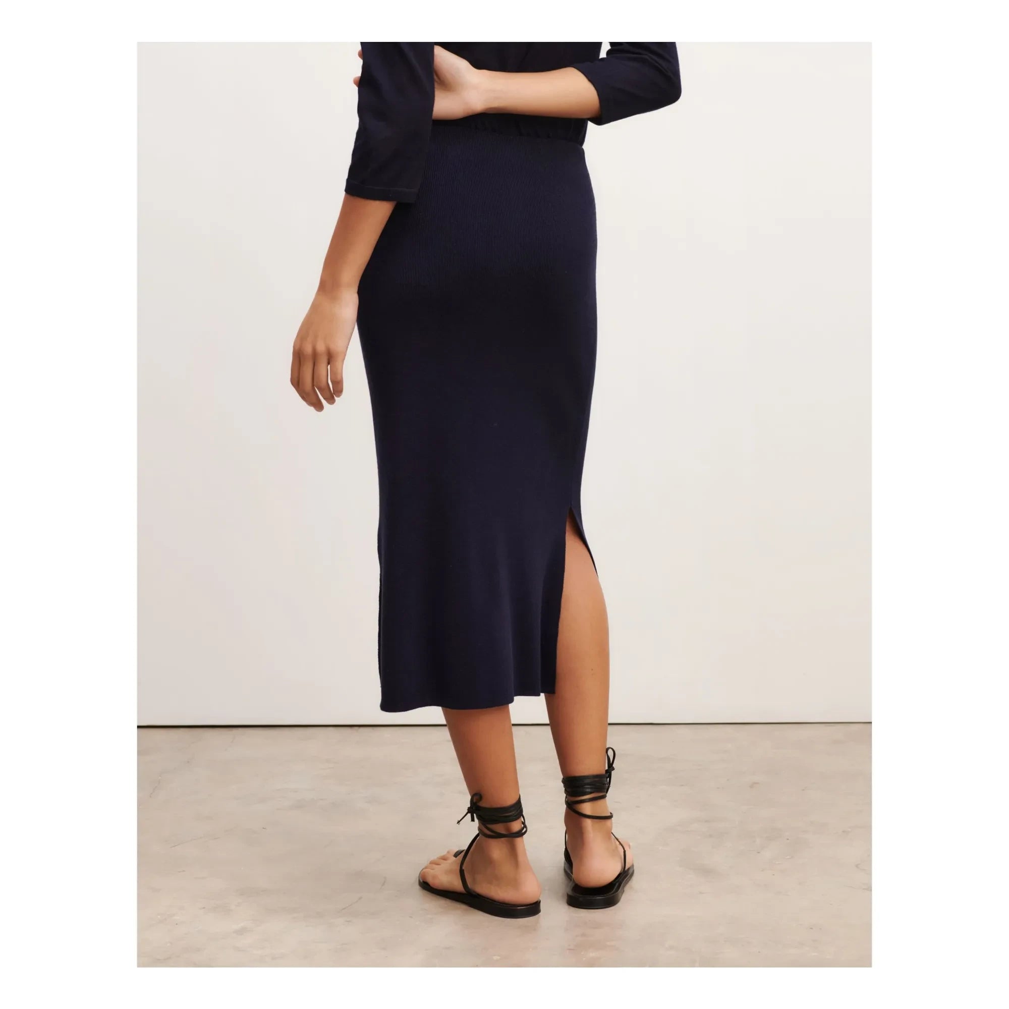 Bompard - Silk and Cashmere Side-Slit Knit Skirt | Black