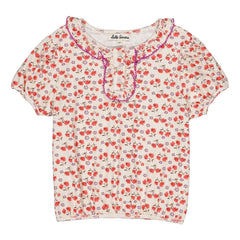 Hello Simone - Pquerette Floral Pattern Organic Cotton T-Shirt | White