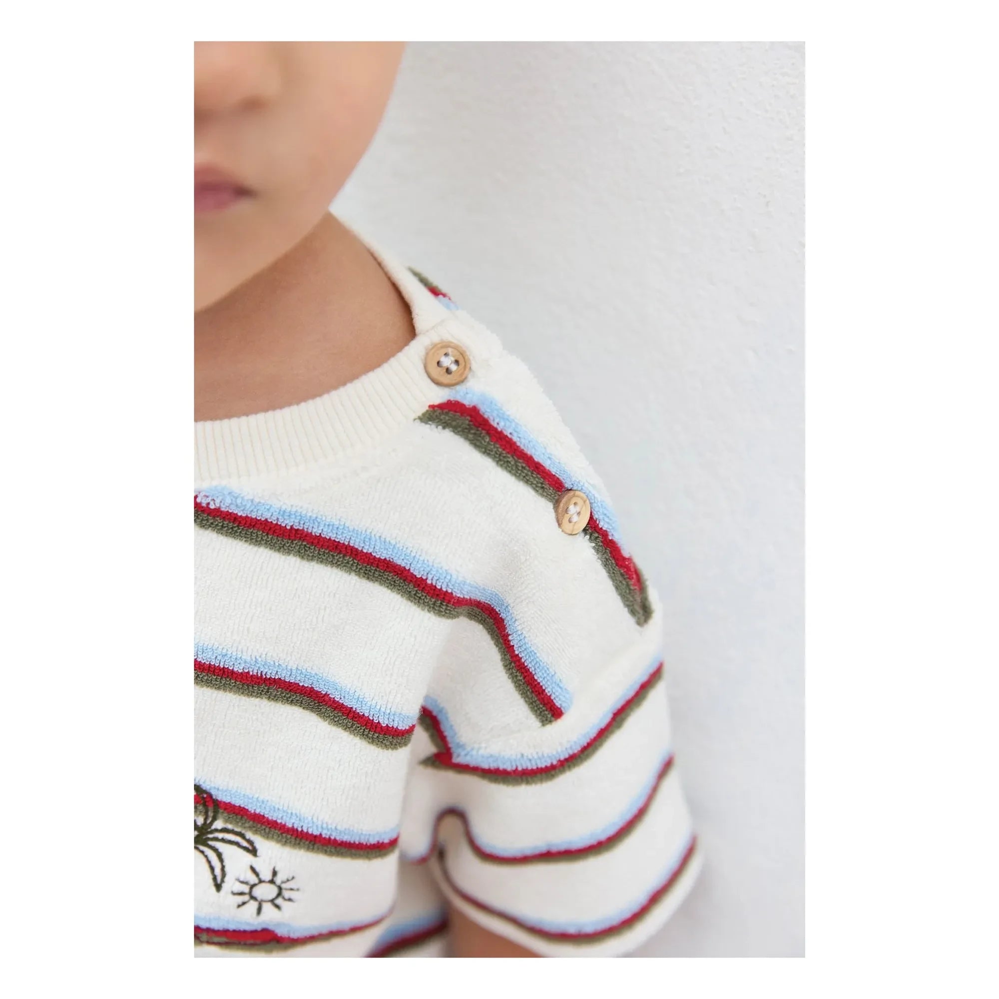 Bonton - Livo Viva Gestreiftes Frottee-T-Shirt | Weiß