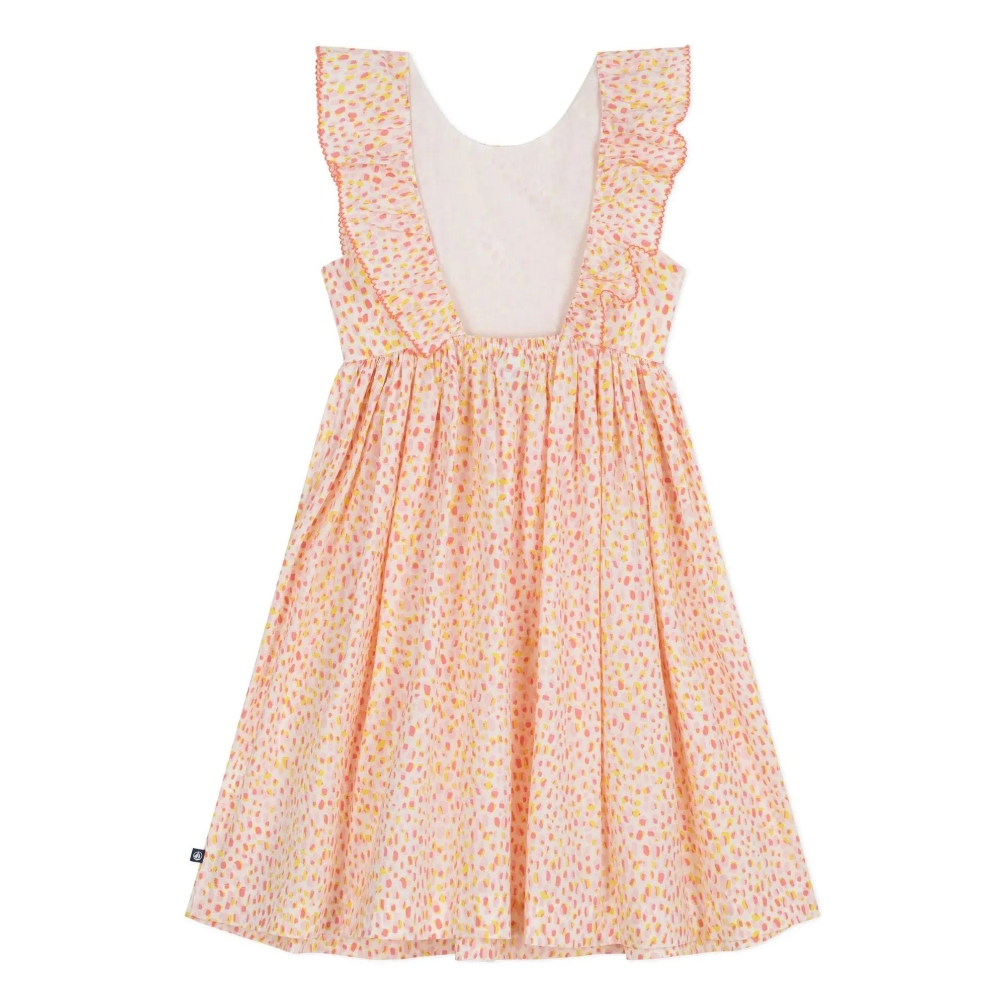 Petit Bateau – Geringeltes Kleid aus Bio-Baumwollpopeline | Koralle