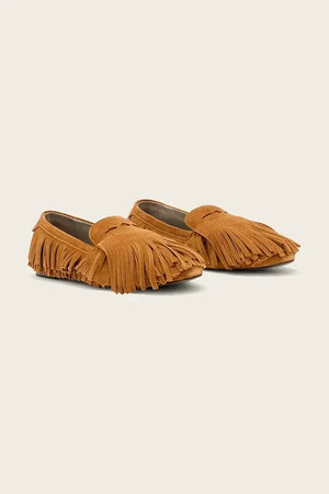AllSaints kadın süet mokasen Sandy Fringe Loafer