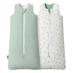 Les Petites Billes - Reversible Multi-season Sleep Suit Made of Double-layer Cotton Gauze | Sage