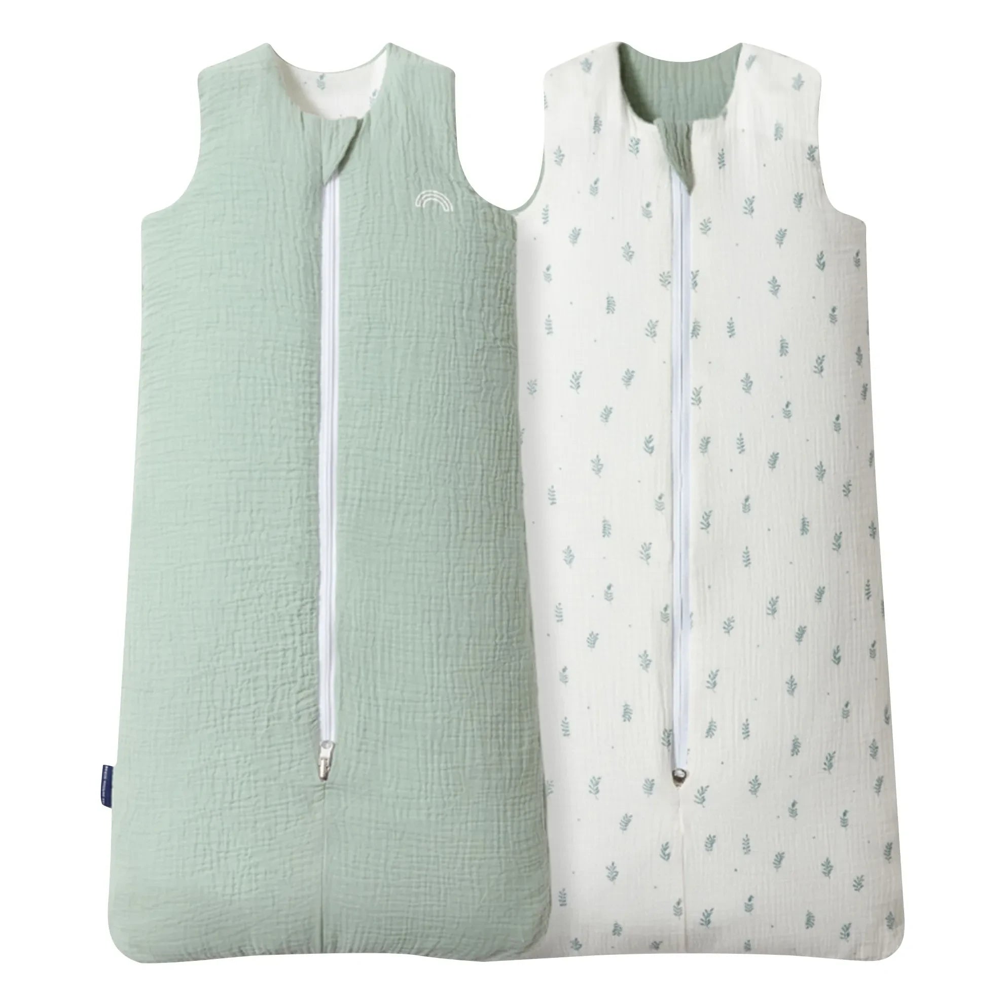 Les Petites Billes - Reversible Multi-season Sleep Suit Made of Double-layer Cotton Gauze | Sage