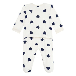 Petit Bateau - Sleep Well Hearts PB Pajamas | Ecru
