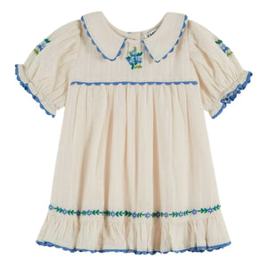 Emile et Ida - Embroidered Claudine Neckline Dress | Cream