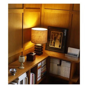 The Socialite Family - Glass and Textured Fabric Marta Table Lamp | Amber