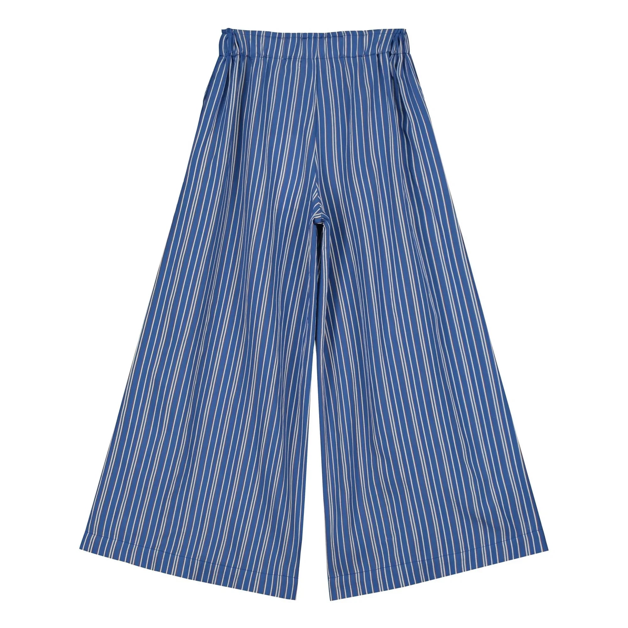 Tangerine - Wide Leg Striped Trousers | Blue