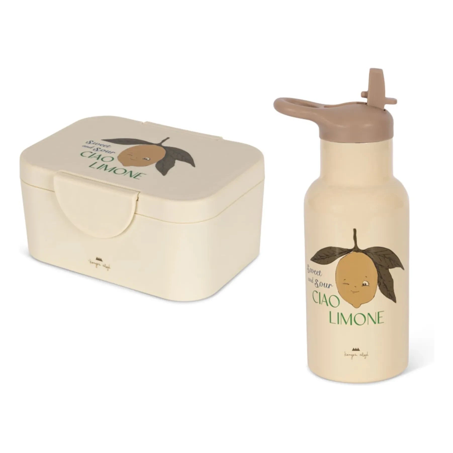 Konges Sløjd - Limonen-Lunchbox und Trinkflaschen-Set | Beige