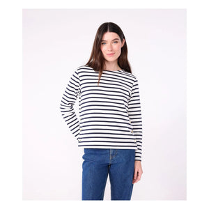 Petit Bateau - Organik Pamuklu Kayık Yaka Marinière | Beyaz
