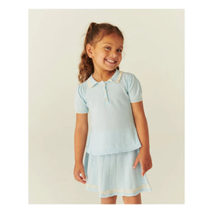Copenhagen Colors - Organic Cotton Polo Shirt with Dotted Collar Detail | Ice Blue