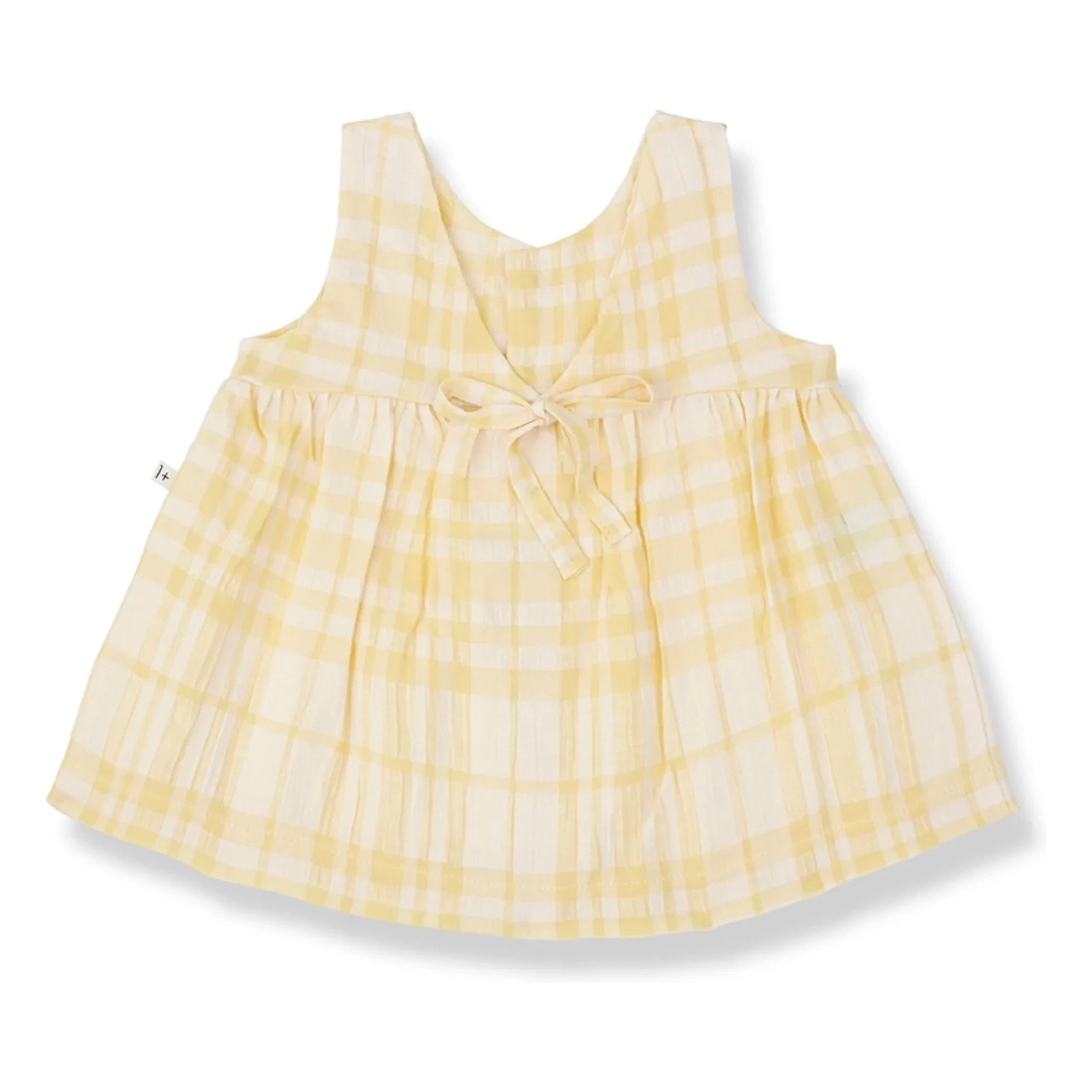 1+ in the family - Aranella Leinen Kariertes Kleid | Gelb