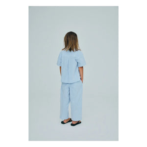 the new society - Badem Striped Seersucker Linen Shirt | Light Blue