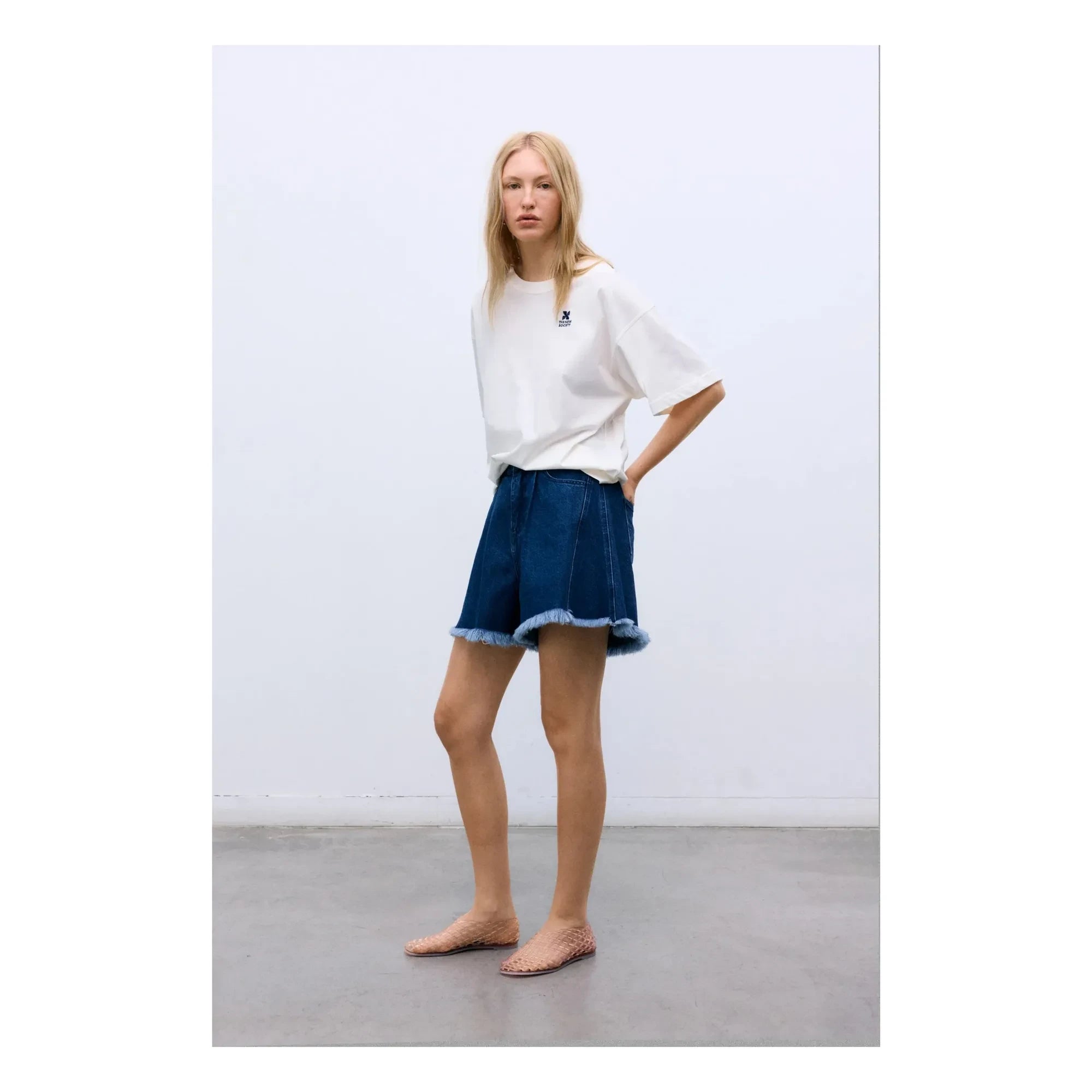 the new society - Baumwollshorts | Denim blau