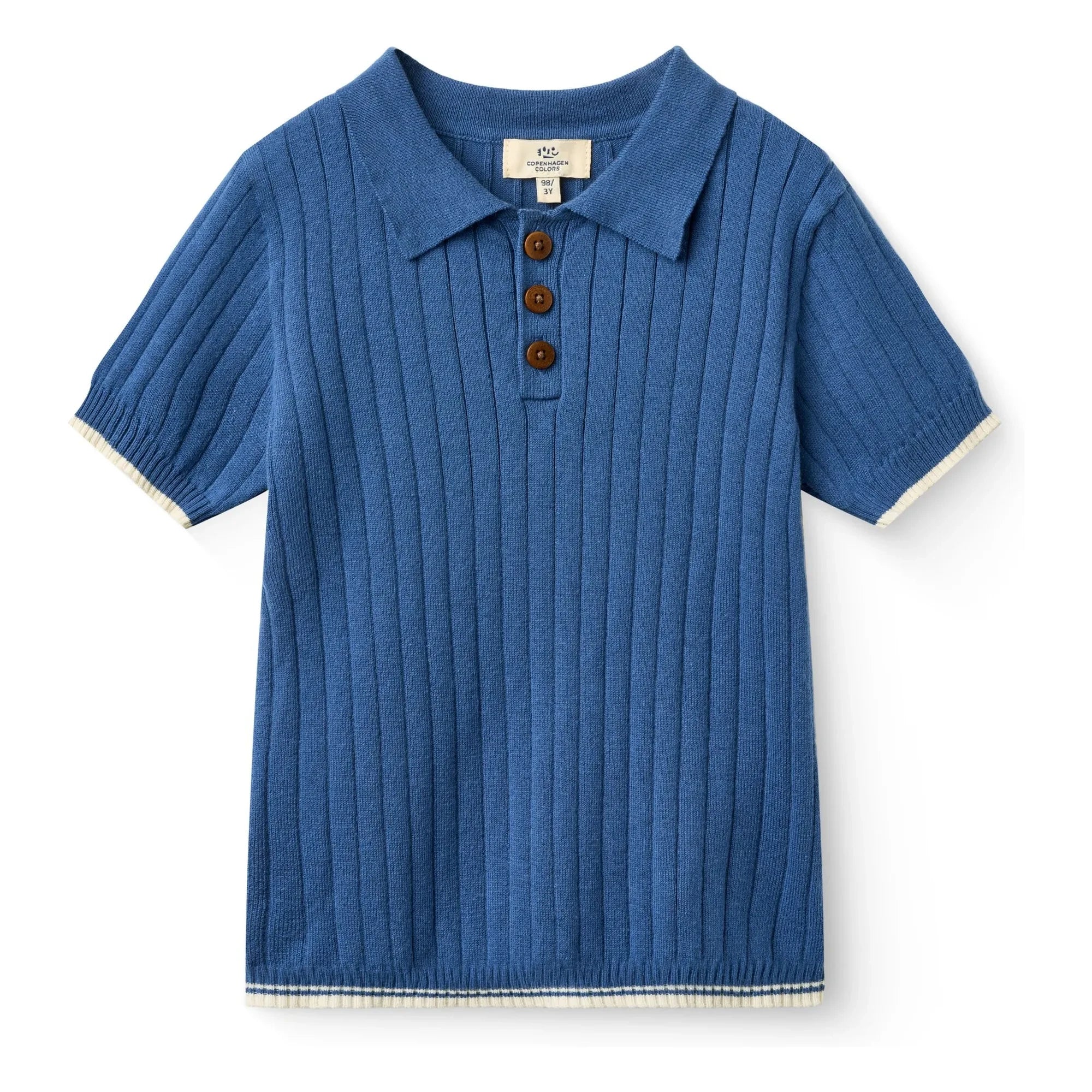 Copenhagen Colors - Ribbed Organic Cotton Polo T-Shirt | Indigo
