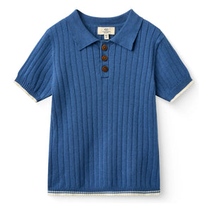 Copenhagen Colors - Ribbed Organic Cotton Polo T-Shirt | Indigo
