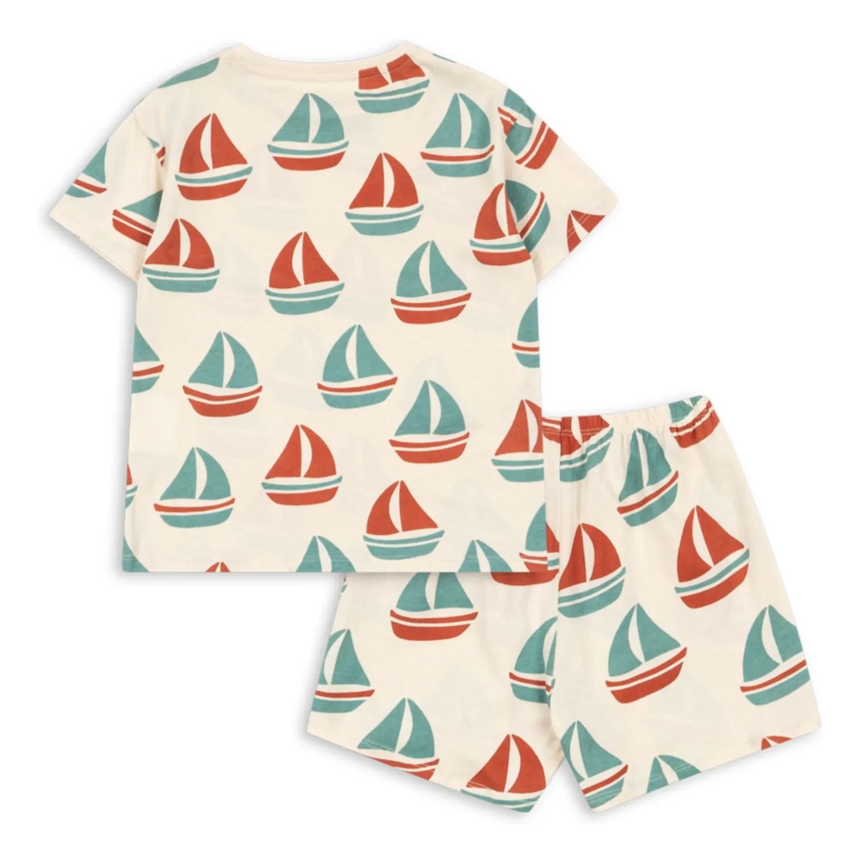 Konges Sløjd - Famo Bateaux T-Shirt und Shorts Set aus Bio-Baumwolle | Beige