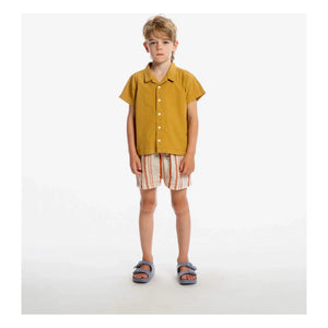 Matona - Classic Striped Linen Shorts | Off-white