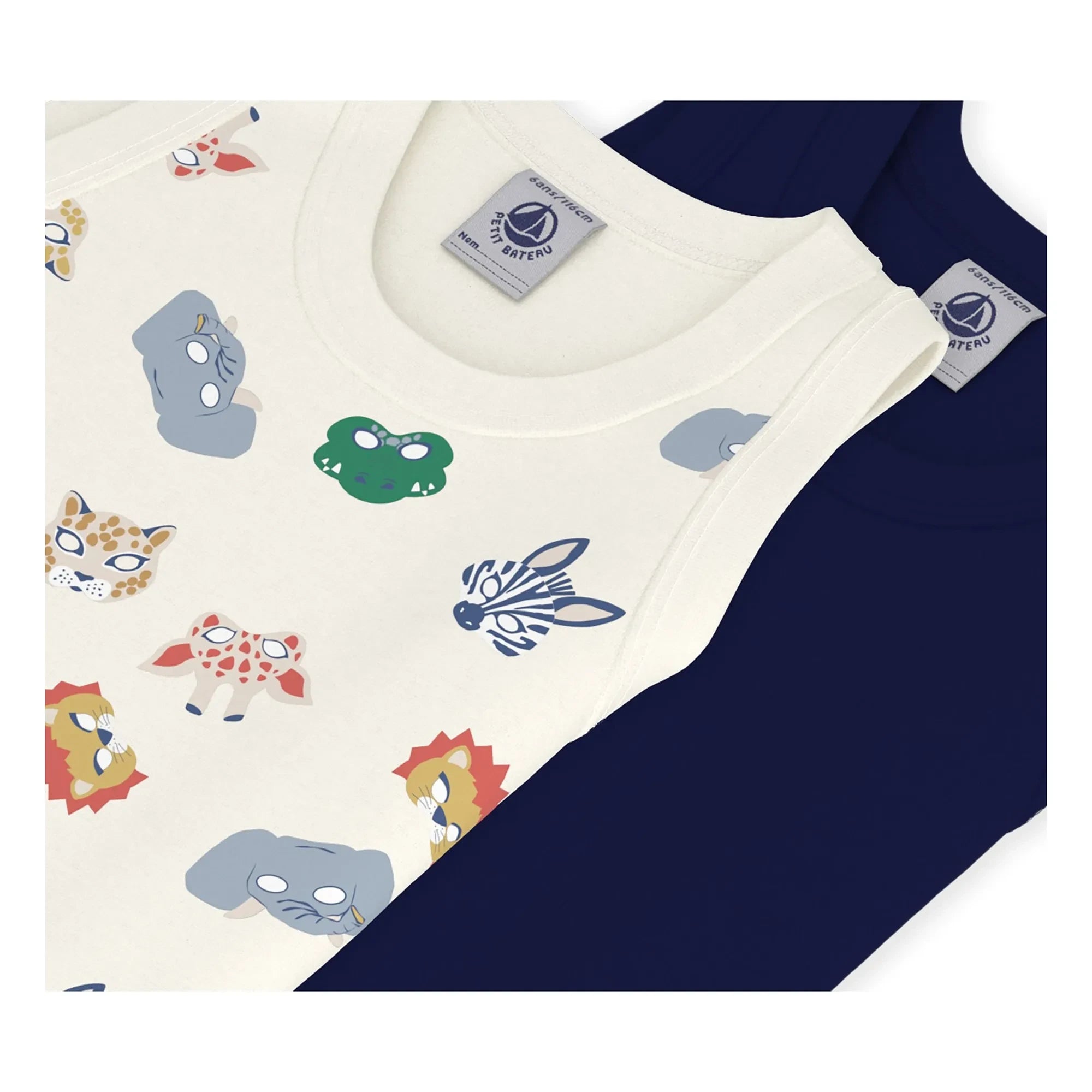 Petit Bateau - 2-Pack Organic Cotton Tank Top with Mask | Navy Blue