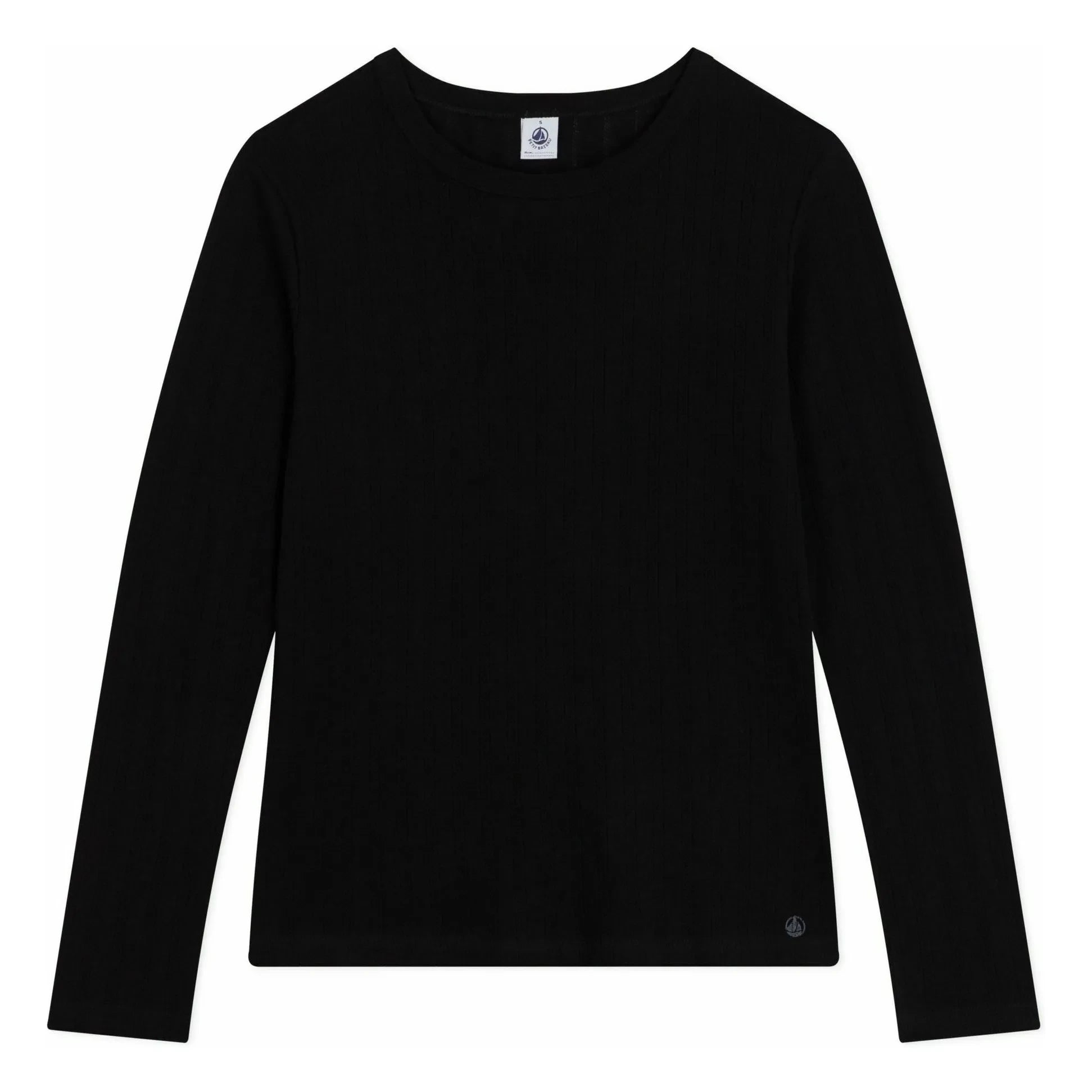 Petit Bateau – T-Shirt aus Bio-Baumwolle mit Ajourmuster | Schwarz