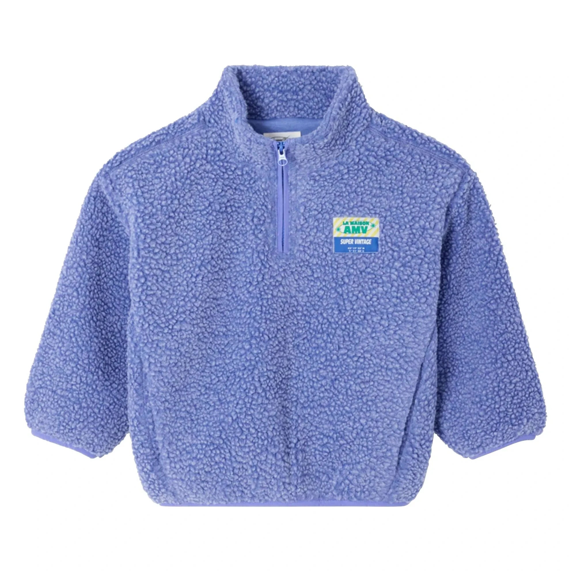 American Vintage - Sherpa-Sweatshirt aus recycelten Fasern mit halbem Reißverschluss „Hoktown“ | Violett
