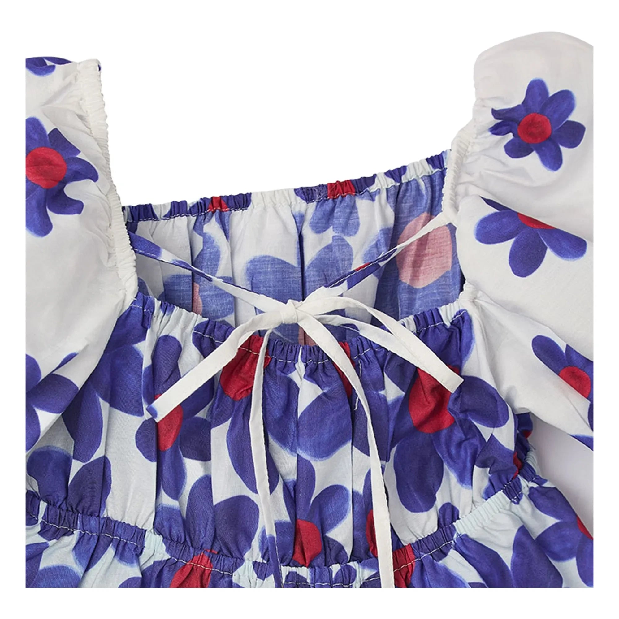 Fabula - Ballonärmeliges Blumen-Midikleid | Weiß