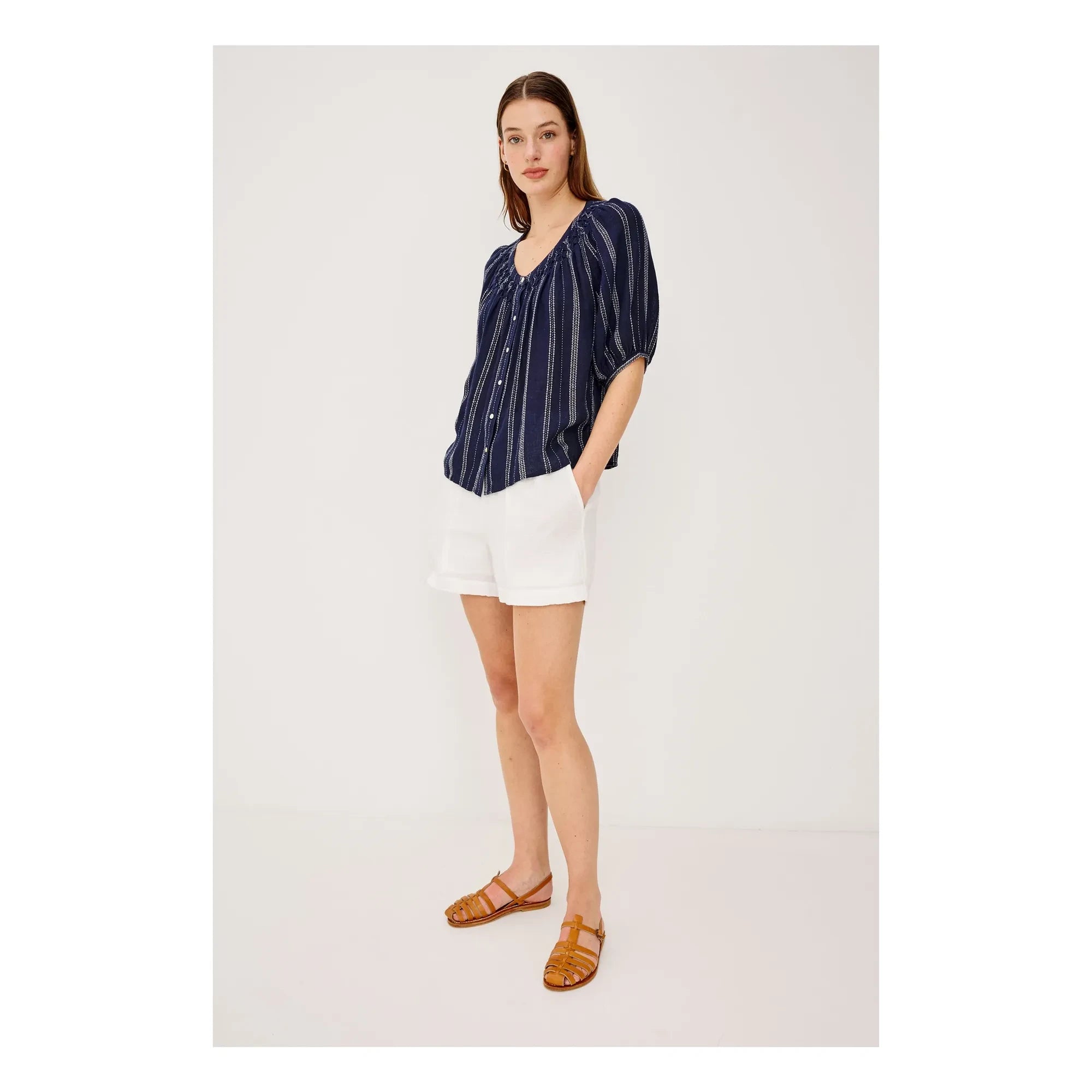 Rails - Striped Blouse Rix | Navy Blue