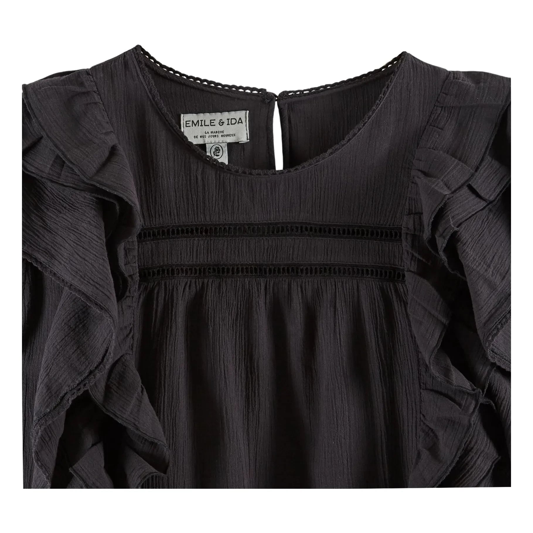 Emile et Ida - Cotton ruffled blouse | Black