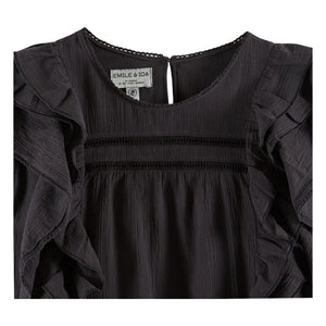 Emile et Ida - Cotton ruffled blouse | Black
