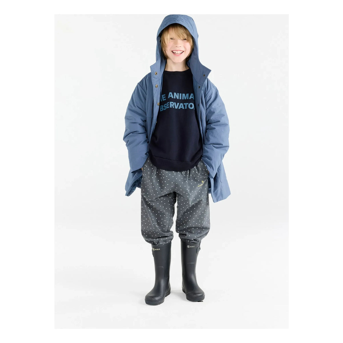 The Animals Observatory - Aslan Lange Jacke Recycelte Faser | Grau-blau
