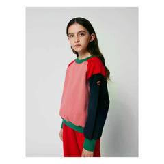Bobo Choses - Renk bloklu organik pamuk sweatshirt | Pembe